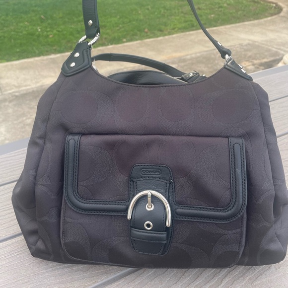 Coach Handbags - Coach Campbell Black Shoulder Bag with Silver Accents